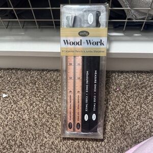 Wood+Work Carpenter Pencils and Sharpener Set - Black and Tan